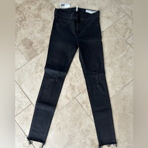 Rag & Bone size 30 mid rise skinny black jeans, lightly distressed knees